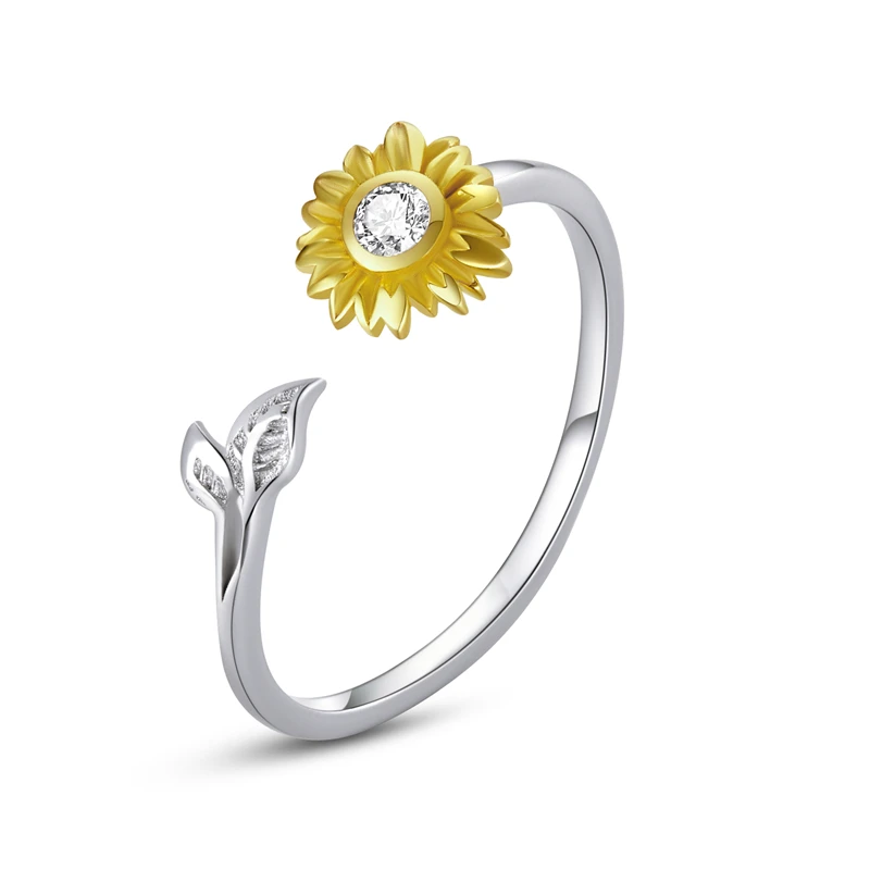 Elegant Adjustable Sterling Silver Zircon Open Ring