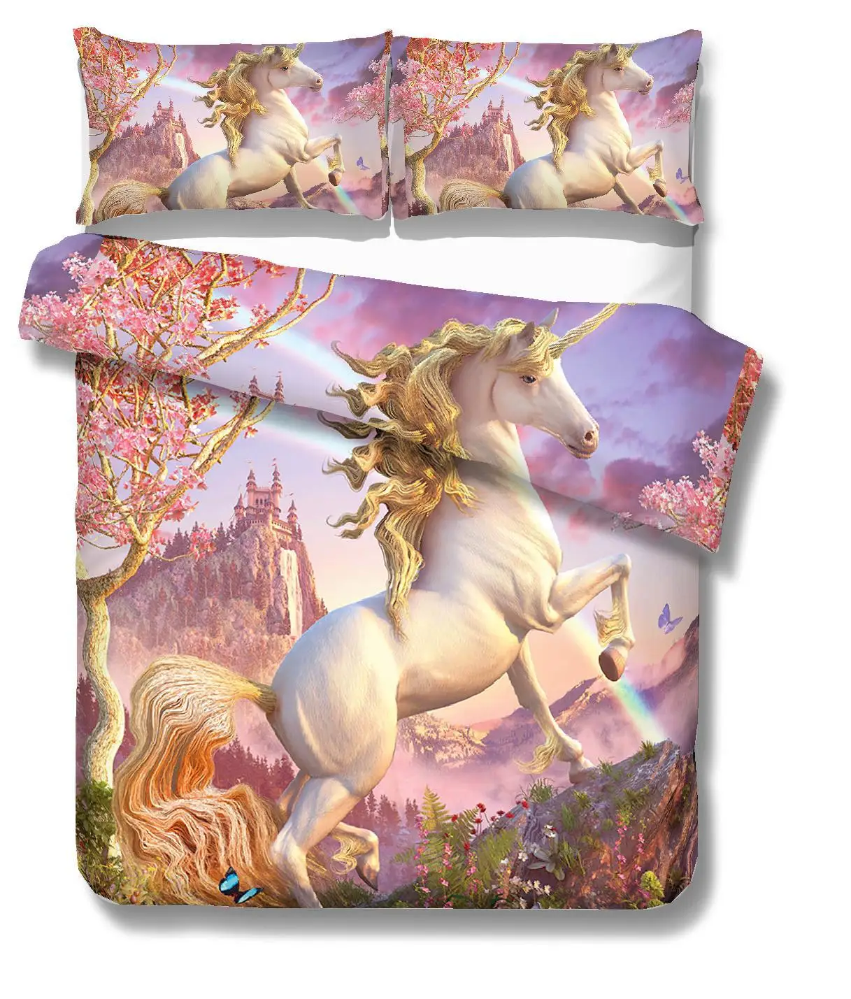 Лучшее. WENSD, качественное милое одеяло для кровати с единорогом, цветное постельное белье принцессы, розовый комплект постельного белья для детей и взрослых