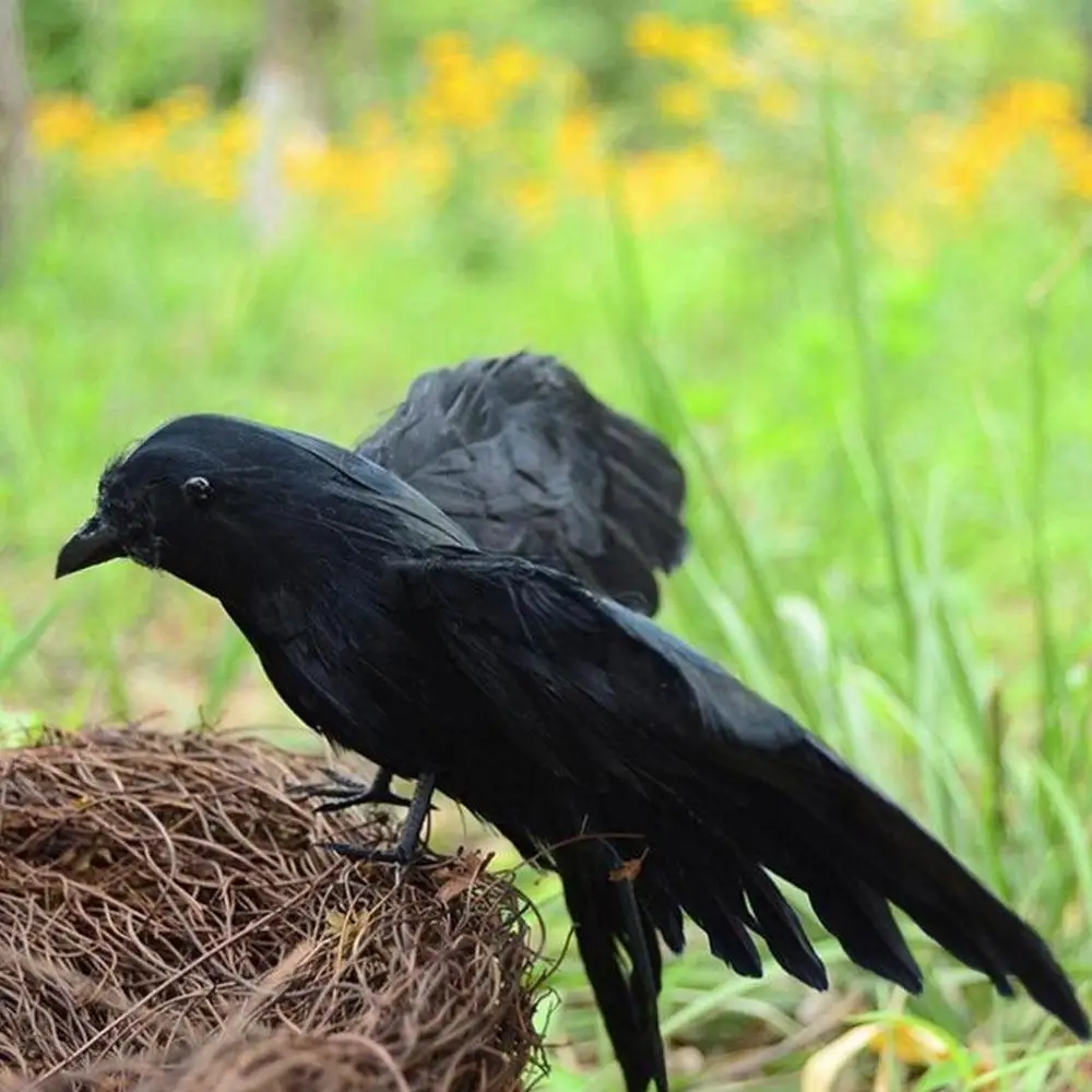 Ворона черная пернатая Хэллоуин ворона поддельные птицы мини дерево вечерние