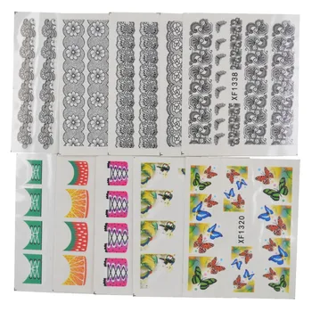 

70 Sheets Mixed Styles Watermark Lace Butterfly Stickers Nail Art Water Transfer Tips Decals Beauty Temporary Tattoos Tools