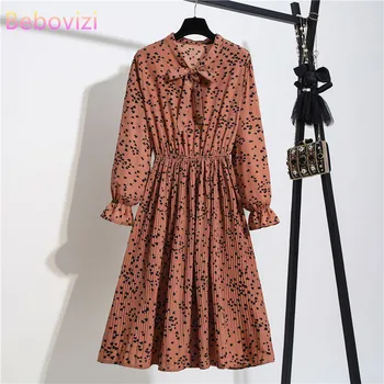 

Bebovizi Brand Fashion Summer Fall 2020 Floral Chiffon Long Dress Yellow Black Red Blue Pink Long Sleeve Casual Women Dress