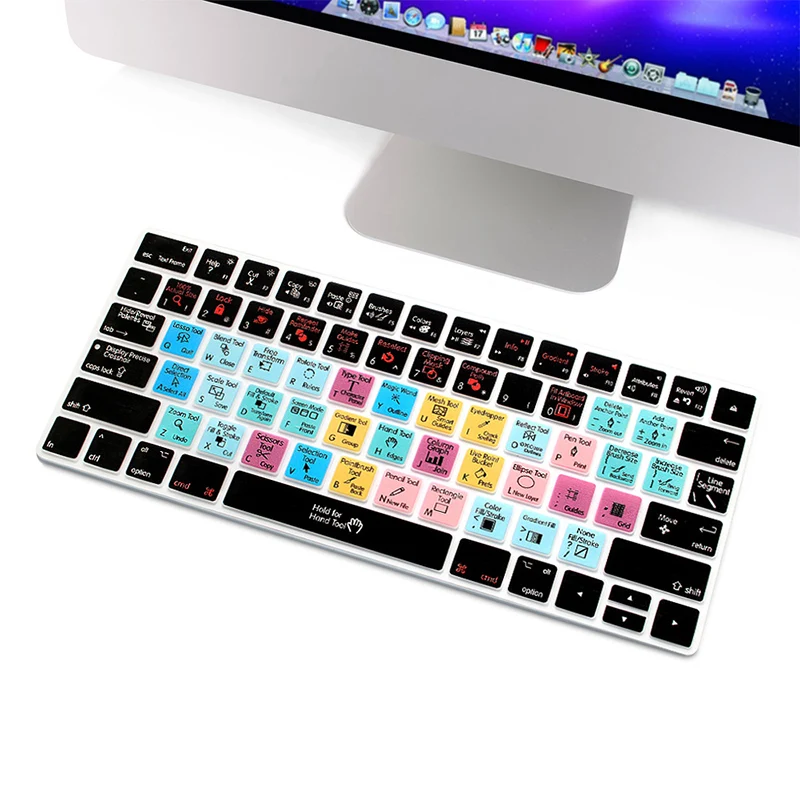 Прочная силиконовая накладка на клавиатуру HRH Adobe Illustrator AI Hotkeys для Apple Magic MLA22B/A US