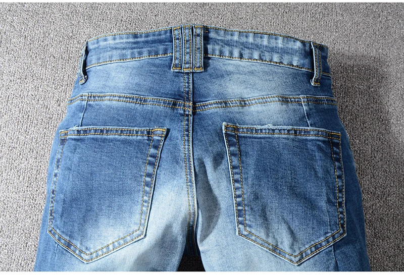 Seveyfan Марка NEW FASHION Hi Street Для Мужчин's джинсы для езды на мотоцикле Узкие рваные байкерские джинсы брэнда длинные джинсы для мужчин R2572