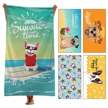 Cartoon Dog Series Beach Towel Cute Shawl Seaside Surfing Towel Creative Printing Sunscreen Travel Towel Beach Sports Towel