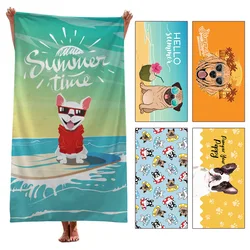 Cartoon Dog Series Beach Towel Cute Shawl Seaside Surfing Towel Creative Printing Sunscreen Travel Towel Beach Sports Towel