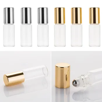 

1pcs 5/10ml Clear Glass Roll On Bottle Sample Test Essential Oil Vials With Roller Glass Ball Portable Travel Perfume Bottle