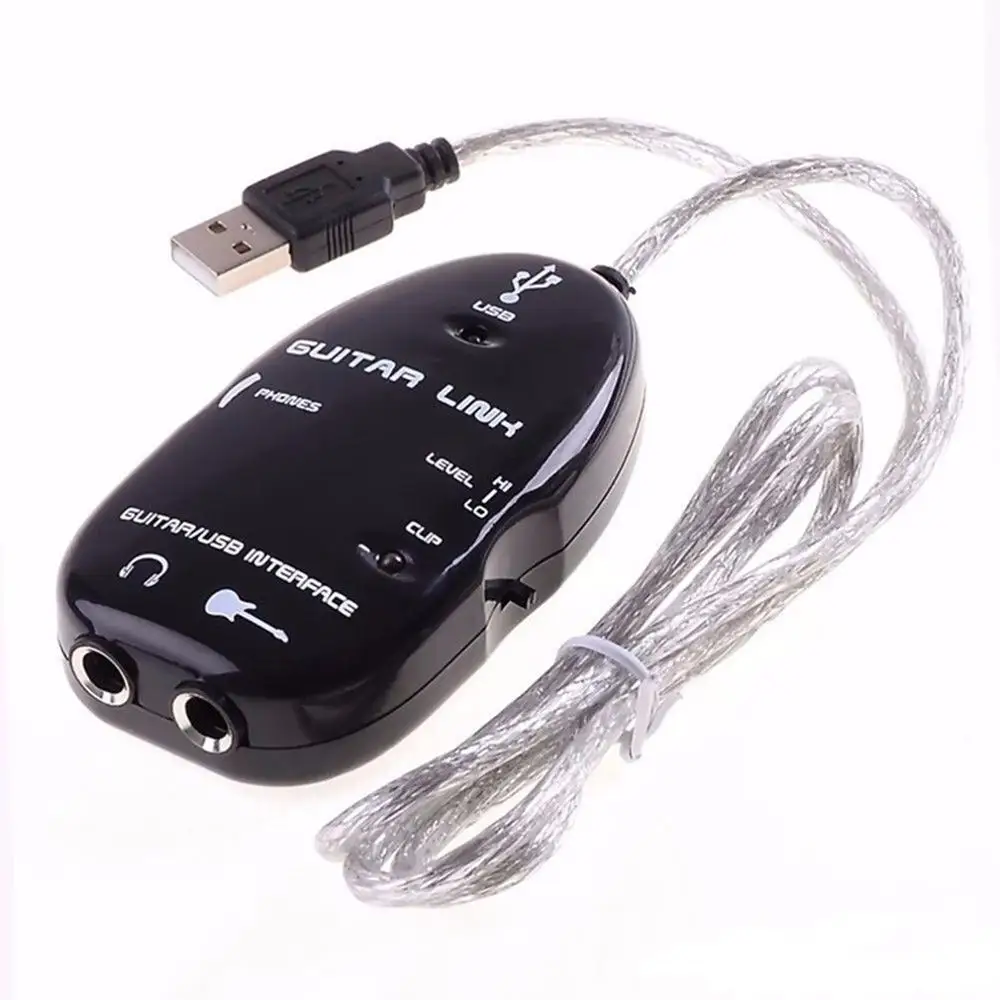 Горячая гитарный кабель аудио USB интерфейс адаптер для MAC/PC музыкальная запись аксессуары для гитарных плееров подарок - Цвет: Черный