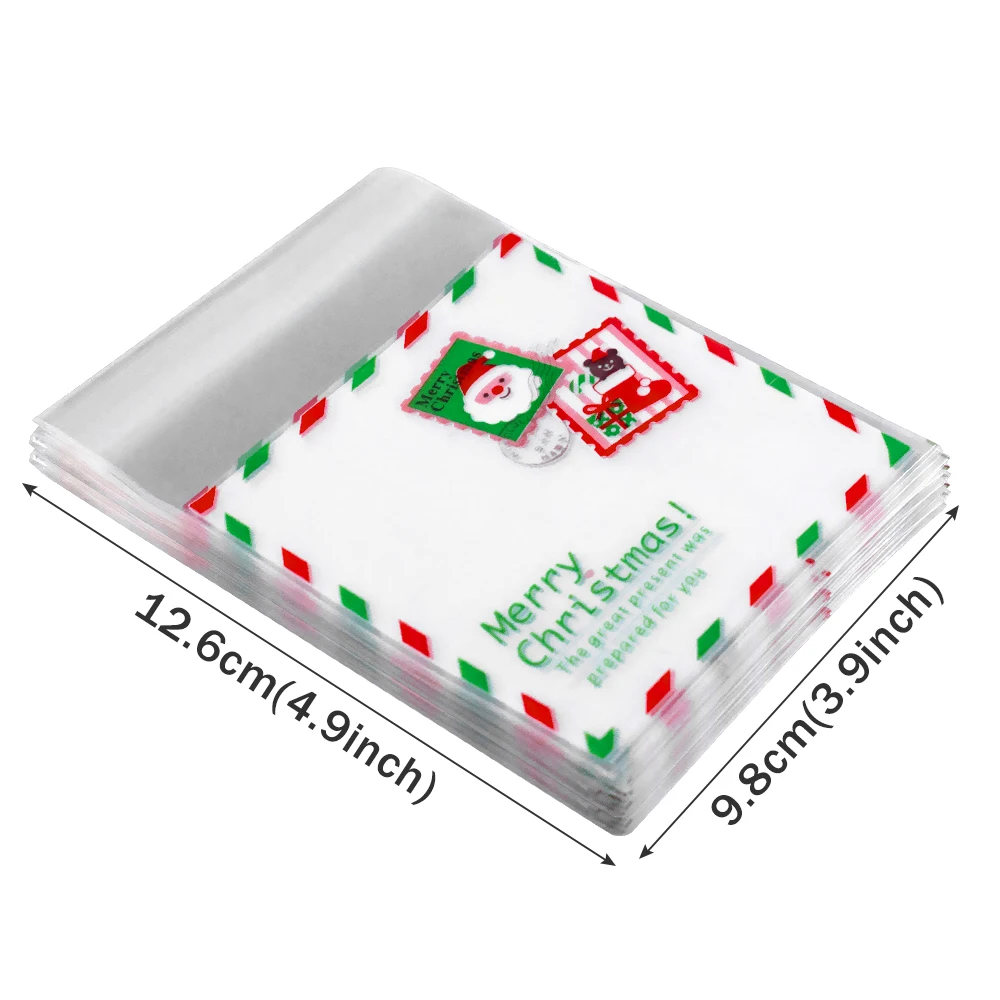 C-50pcs красные/зеленые рождественские подарочные пакеты, коробка для конфет со снежинками, рождественские десертные пакеты для печенья, рождественские украшения для дома - Цвет: 053