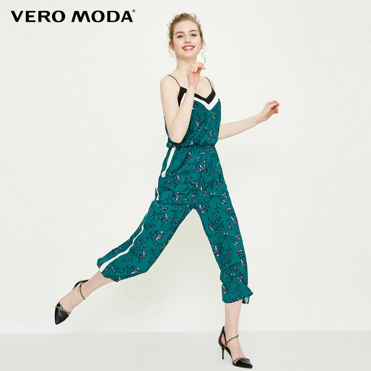 Комбинезон-капри с широкими штанинами и принтом Vero Moda | 318344507 - Цвет: Botanical garden
