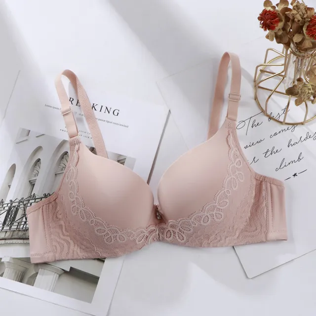 Lace Bra, Thick Cup Gathers Up, Adjustable Type, Underwire Smooth Bra, Collects The Side Milk skin color