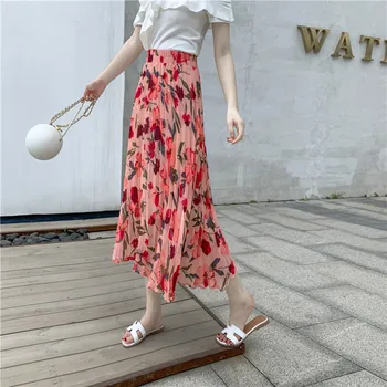 

Maxi Skirt Womens Skirts Clothing Pencil High Waist Red Harajuku Sale Items Vintage Streetwear floral Boutique Chiffon flowy