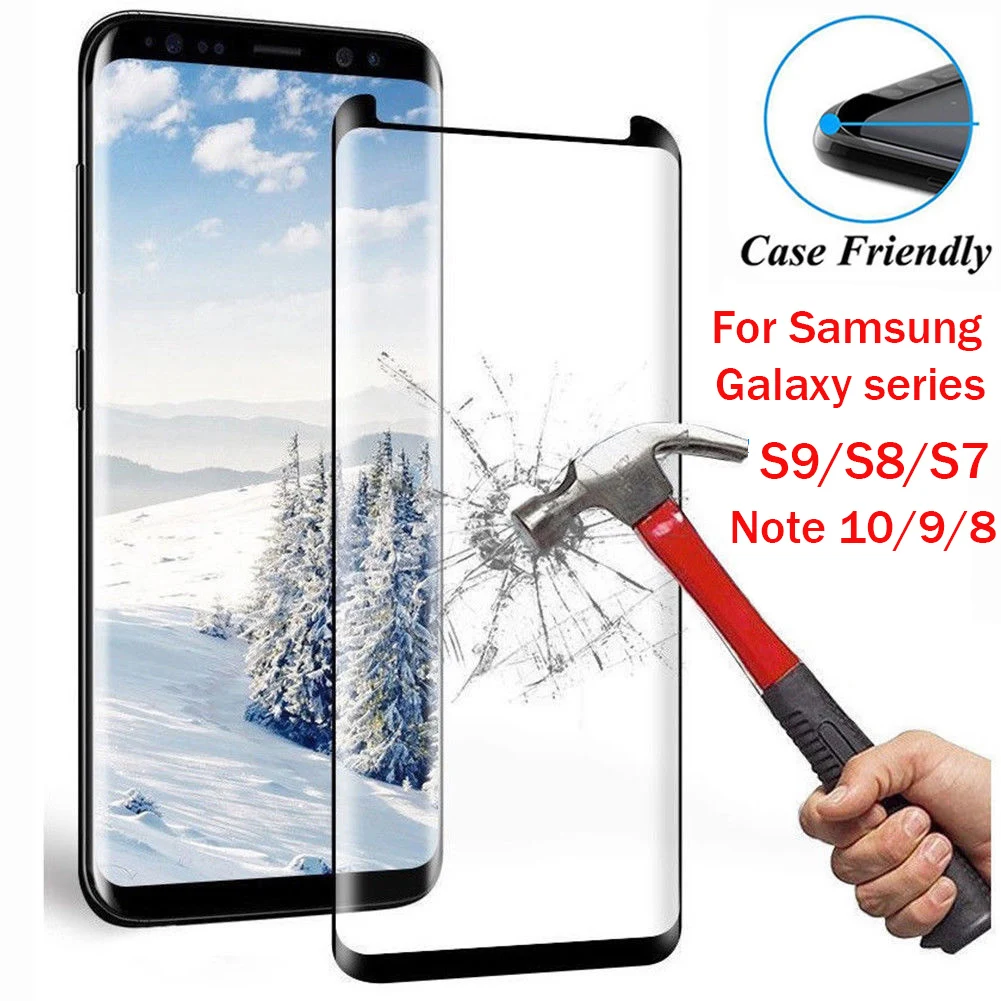 Закаленное взрывозащищенное Стекло 9H с изогнутыми краями для Samsung Galaxy S8 /S8 Plus /S9