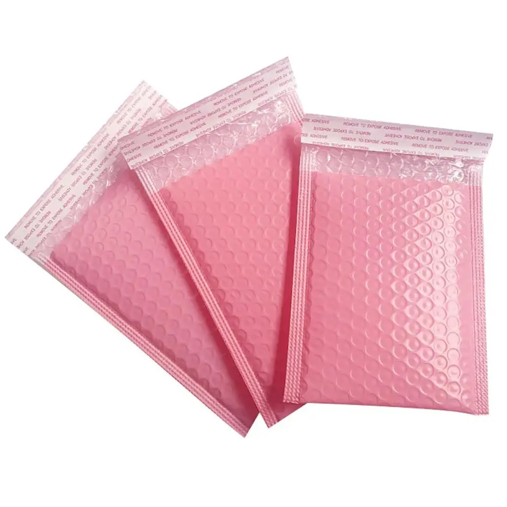 Sobres acolchados de burbujas para correo postal, bolsas de embalaje con autosellado, color rosa, 11x15 + 4CM, 50 Uds.