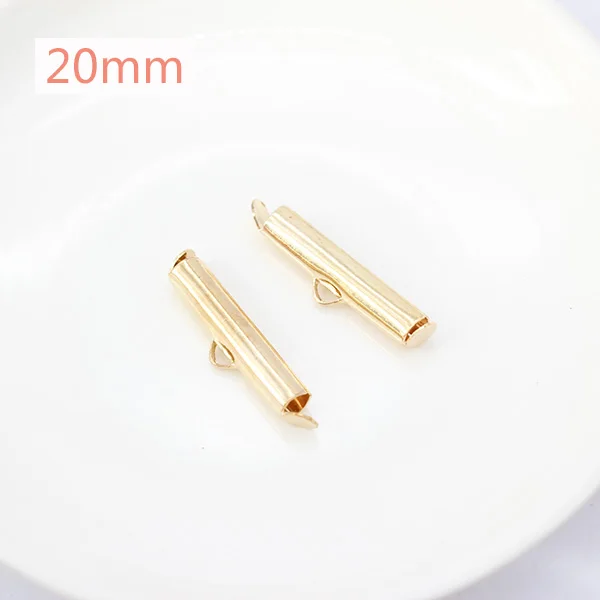 20mm kc gold 50p 10/13/16/20/25/30/35/40 мм цвет серебристый, золотой бисером Miyuki скользят по конечных застежка трубка Ползунки с торцевыми крышками разъем для бисером цилиндр - Цвет: 20mm kc gold