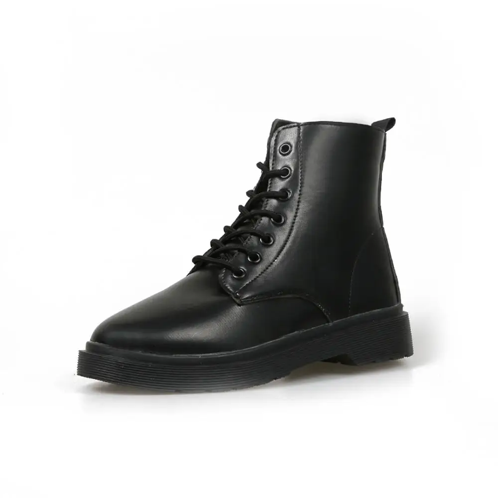 PU Boots Female women shoes Ankle 2020 New Autumn British Wind Leather Thick With Short Boots Motorcycle Boots Women Shoes