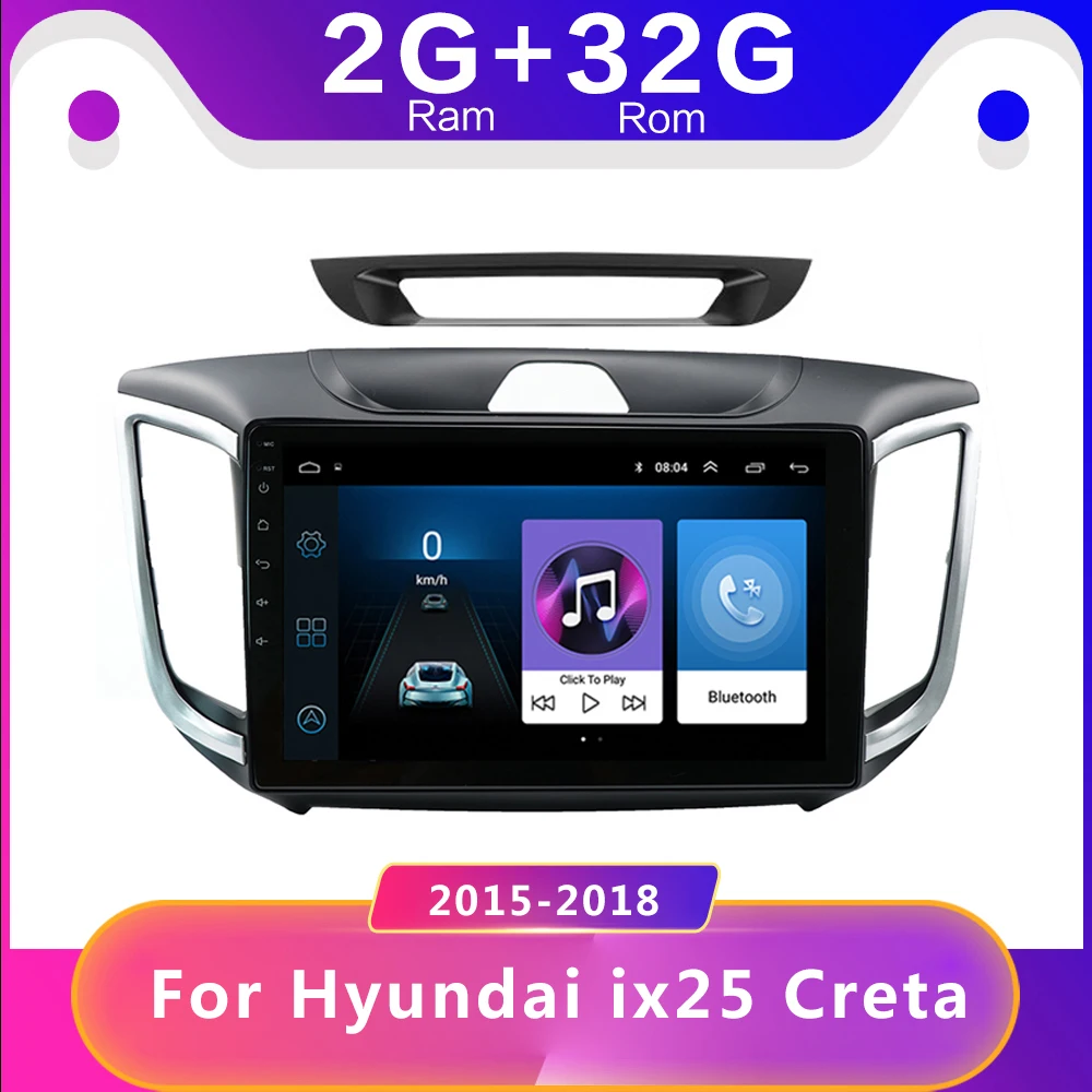 Автомагнитола 10 1 дюйма для Hyundai Creta IX25 2015-2018 2 din Android 9 мультимедийный плеер