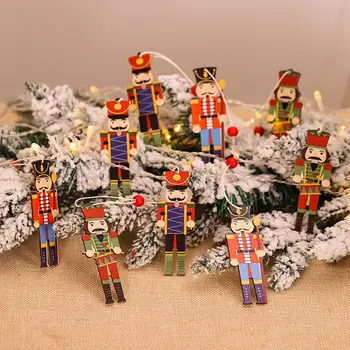 

9PCS Nutcracker Puppet Christmas Wooden Pendants Walnut Soldier Christmas Tree Decorations Hanging Ornaments New Year Kids Gift