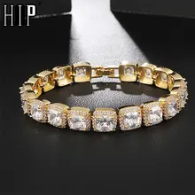 Хип-Хоп 10 мм теннисная цепь Bling Iced Out кубический цирконий браслет геометрический квадратный AAA CZ камень браслеты для мужчин и женщин ювелирные изделия