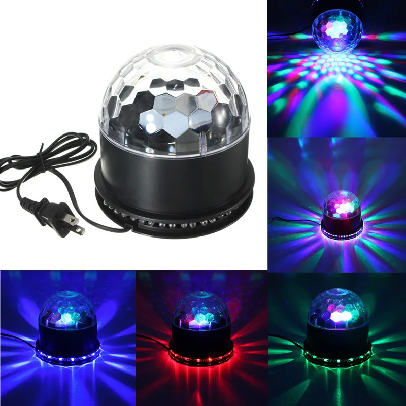 

LED Effect Lighting Mini Voice Activated Crystal Ball US Plug 3--15W 48 RGB LED Light for KTV Club Disco Party