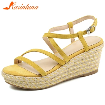

Karinluna New Arrivals High Quality Wedge High Heels Summer Sandals Woman Shoes Platform Buckle Strap Shoes Women Sandals