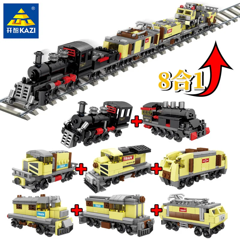

KAZI Changeable Police Firefighting Rail Car Column City Bulldozer Field Operations Forces Children Small Building Block 67256a