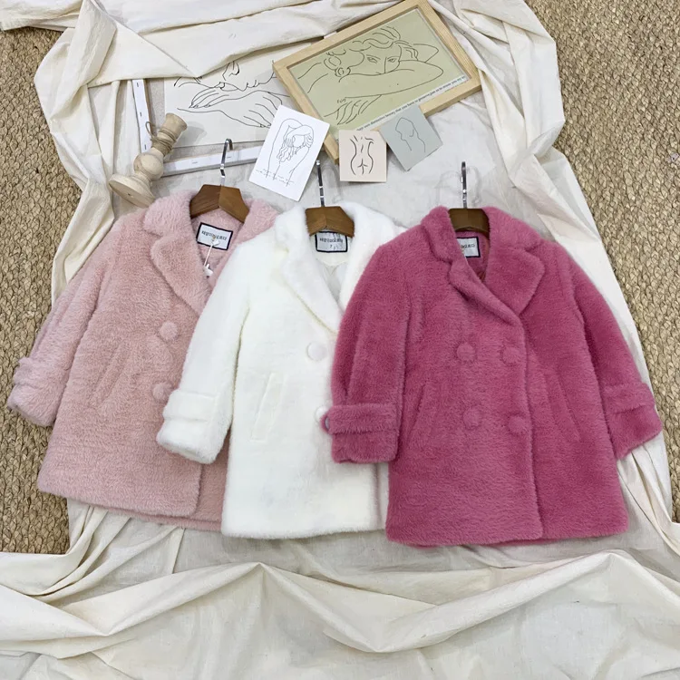 

Cross Border Childrenswear Children Trench Coat 2019 Autumn And Winter New Style Korean-style Girls Mink Nap Duffle Coat Fashion