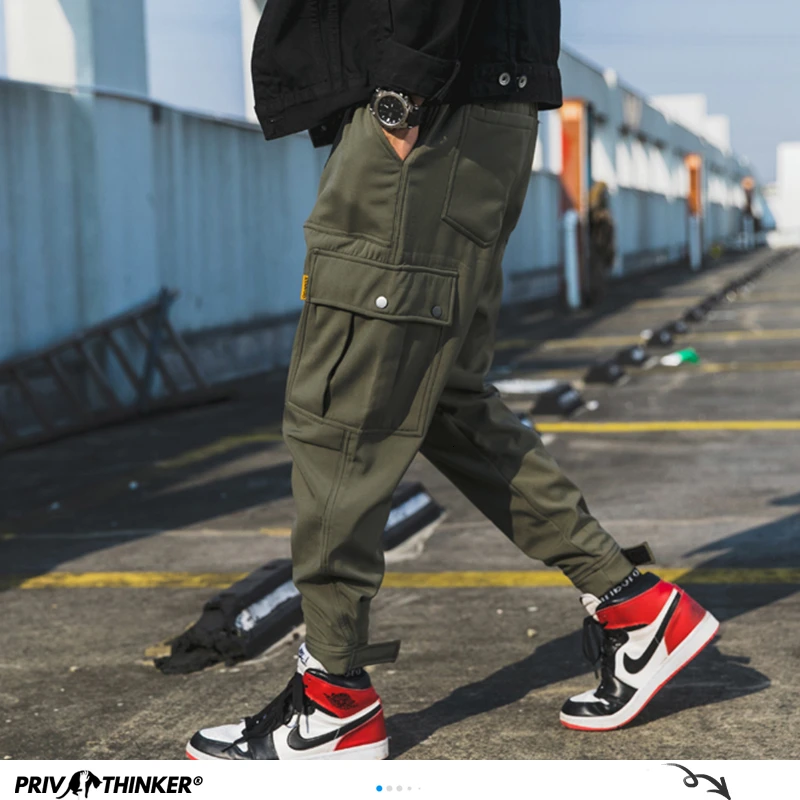 Мужские брюки карго Privathinker черные джоггеры с большими карманами уличная одежда