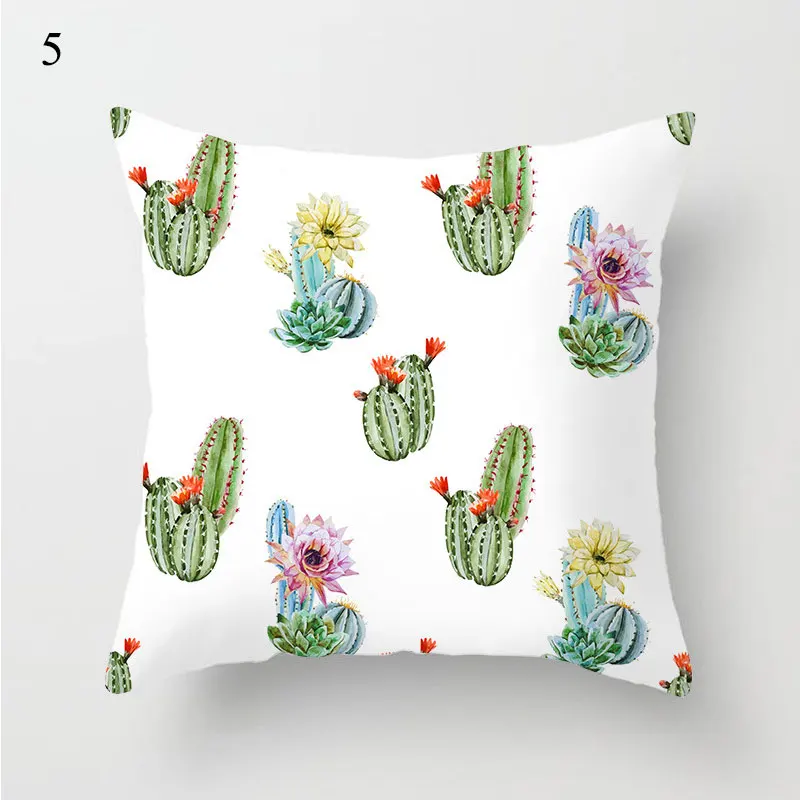 1PC Cactus Floral Print Cushion Cover Polyester Pillow Cases Throw Pillows Sofa Home Decor Pillowcase Decorative Pillow Covers