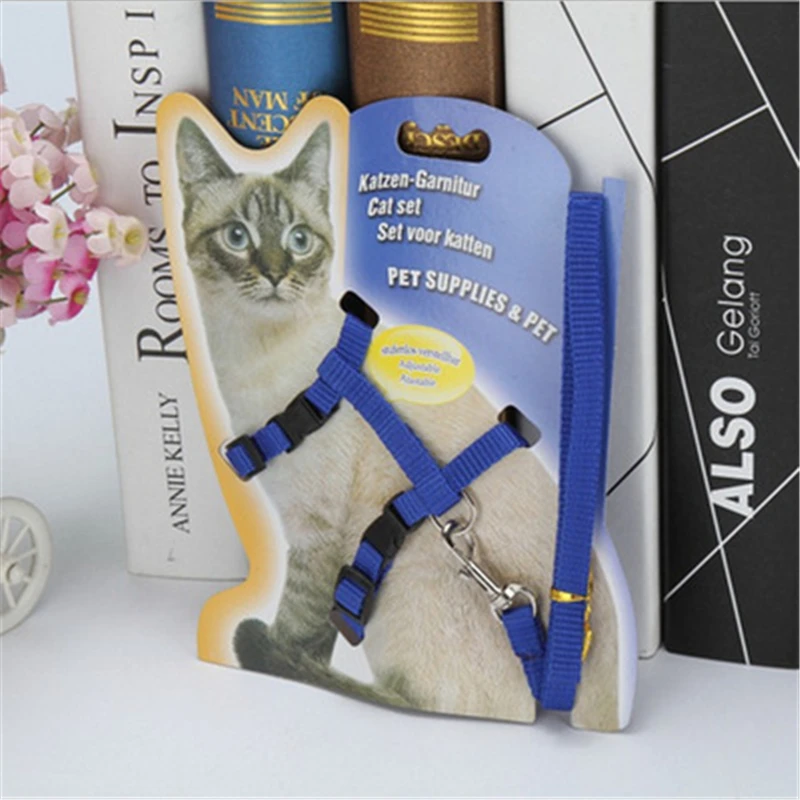 Arnés de Nylon ajustablepara gato correa para mascotas tracción de plomo a MAMA-banda Halter correas de pecho cómodo Color múltiple Collar