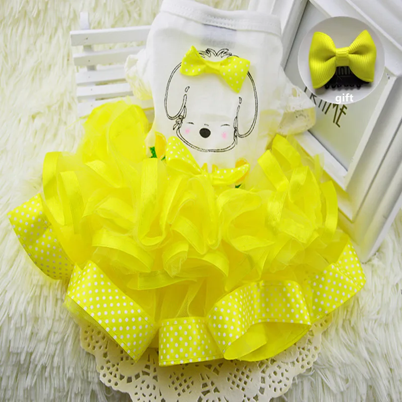 Dress and Hair clip Новое платье для собак Одежда для маленьких собак собачье Свадебное Платье Весенняя модная юбка одежда для щенков Весенняя домашняя одежда для животных XS-XXL - Цвет: Dress and Hair clip