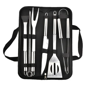 

10 sets of barbecue tool set Stainless steel grill set combination Outdoor barbecue supplies Roasting fork Grill net