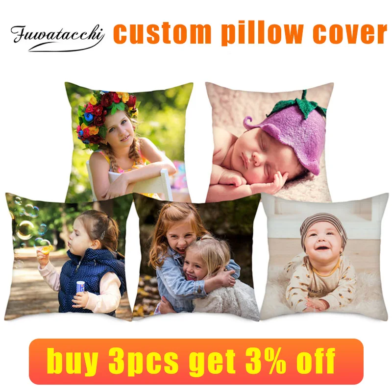 

Fuwatacchi Life Photo Customization Pillow Cover Child Personal Customize Cushion cover Linen Pillowcase Decorative pillows 45cm