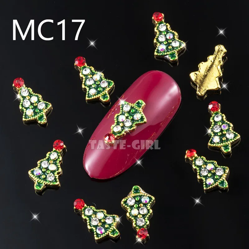 MC17 10 шт./лот 3D Поп различные Рождественские Элементы X'mas дерево снежинка снеговик лося сплав акриловый дизайн ногтей горный хрусталь Украшение - Цвет: MC17