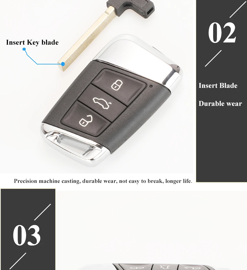 Jingyuqin 3 BTN Чехол для автомобильного ключа для Volkswagen VW Passat B8 Magotan B5 Skoda Superb A7 Variant Golf+ вставное лезвие