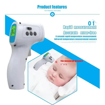 

2020 ABS Touch-Free Forehead Thermometer Gun Digital Body & Obeject Thermomero Measurement Device With LCD back-lit display