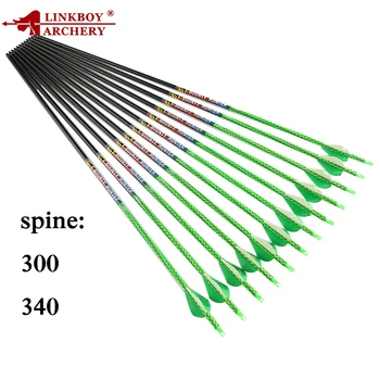 

6pcs Linkboy Archery Pure Carbon Arrows Spine 300 340 30inch 2inch Plastic Vanes Point 75gr for Compound Traditional Bow