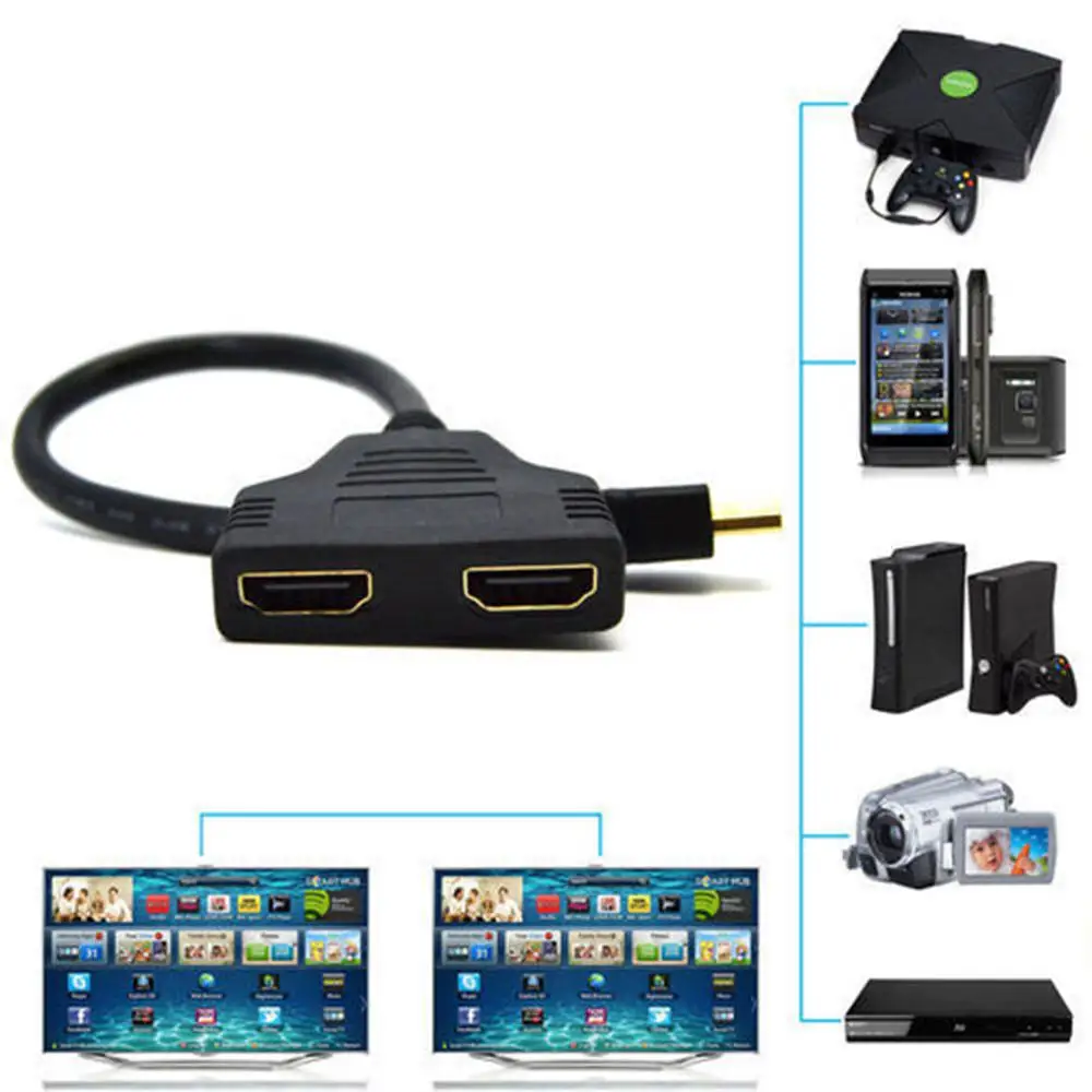 1080p HDMI порт штекер на 2 гнезда 1 в кабель адаптер преобразователь | Электроника