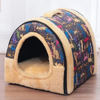 

Warm Dog House Comfortable Printed Kennel Mat for Pet Puppy Foldable Cat Sleeping Bed Dog Pet House Products Cama Perro