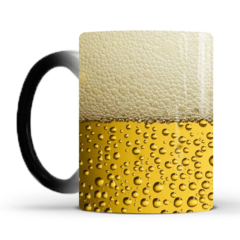 

Dropshipping 1Pcs New 350ml Creative Beer Mug Color Changing Cup Novelty Ceramic Coffee Milk Mug Best Gift for Children Friends