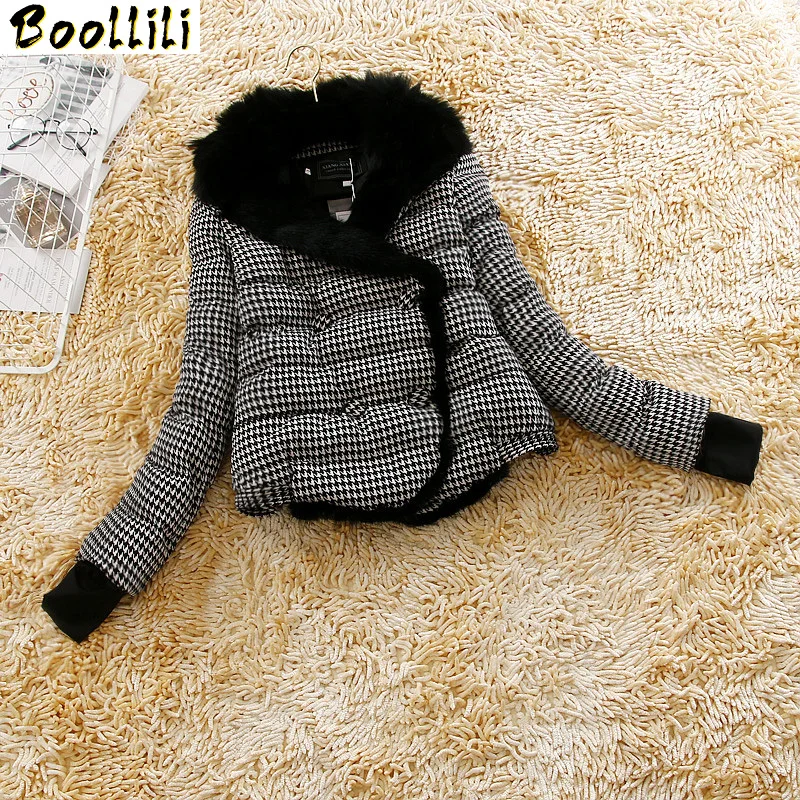 

Boollili Winter Jacket Women Parka Fox Fur Collar Leopard Down Cotton Coat Short Puffer Korean Rabbit Fur Parkas Mujer 2020