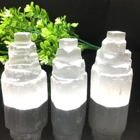 1PC Natural Selenite Lamp White Gemstones Ice Berg Hand Carved Lamp Around Crystal Ore Ornaments Craft Reiki Home Decor Collect 1