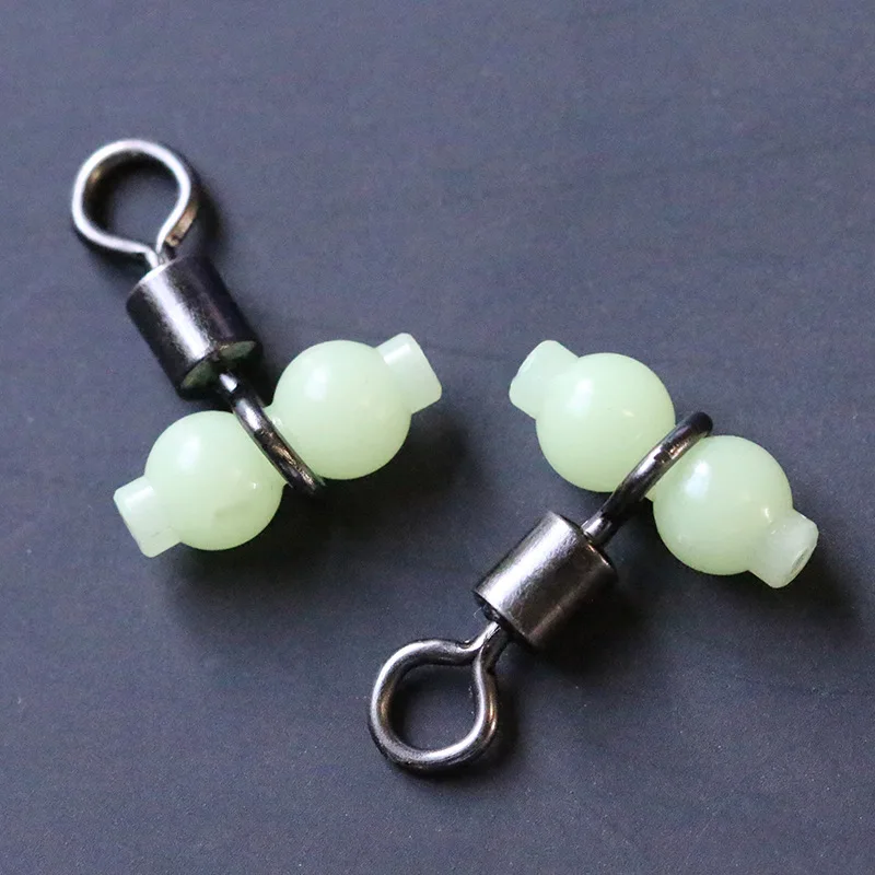 10pcs Luminous Fishing Swivel Connector Rolling Barrel 3 Way