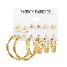 Ladies Fashion Gold-plated Diamond Alloy Earrings for Women Romantic Retro Tassel Hoop Earrings Set Trendy Jewelry Party Gift