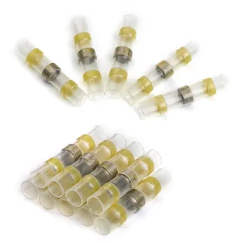 

50Pcs Solder Seal Sleeve Splice Terminals Yellow Heat Shrink Butt Terminals Electrical Wire Cable Connectors Kit