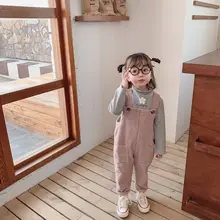 Зимние плотные вельветовые Комбинезоны из мягкого флиса для маленьких мальчиков и девочек; коллекция года; Детские Теплые повседневные брюки на подтяжках; 3 цвета; От 0 до 4 лет