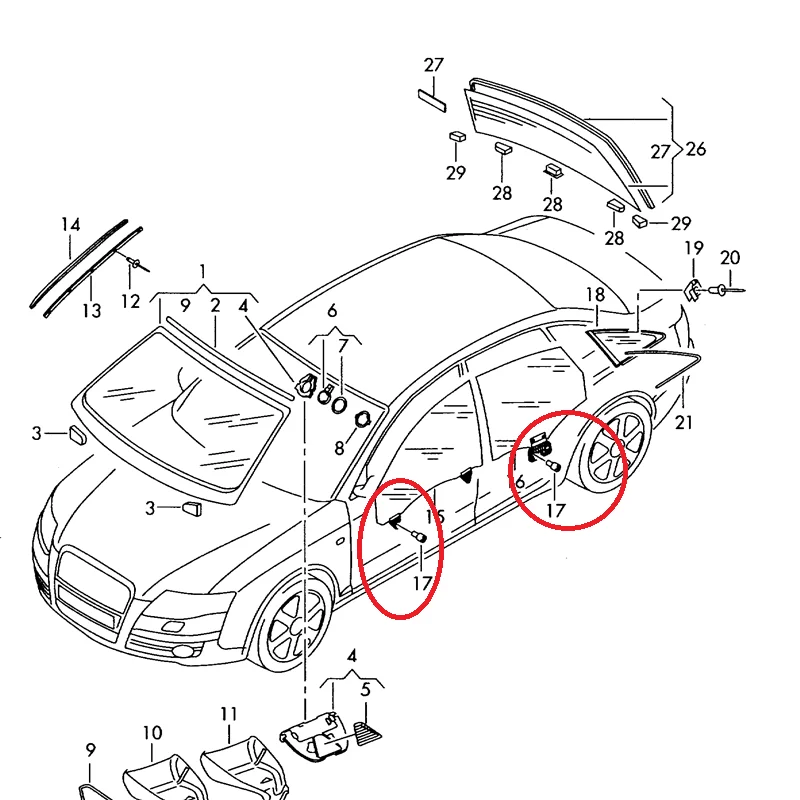 4 шт. белое автомобильное стекло на дверь и окно болт для VW Passat B5 B6 Bora Golf MK4 5 MK5 Tiguan