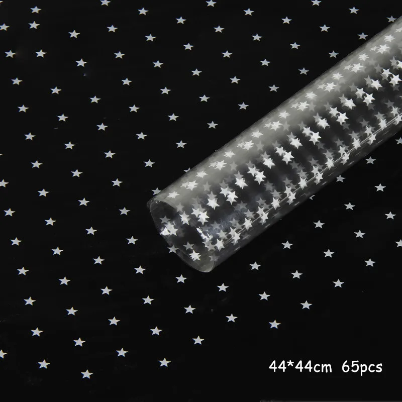 65 шт. водонепроницаемый букет пятиконечная звезда стеклянная бумага прозрачная OPP пластиковая бумага Рождественская оберточная бумага