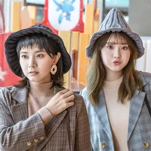 Трендовые зимние теплые шерстяные шапки, одноцветные Повседневные вязаные шапки, модные Универсальные женские Панамы, уличные шляпы для рыбаков для девочек