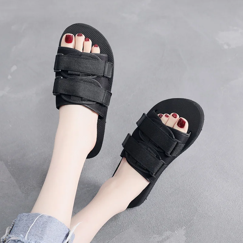 

Waterwheel Young LADY'S Couples Velcro Slipper Summer Trend Korean-style Fashion Outer Wear Versatile Thick Bottomed Sandals San