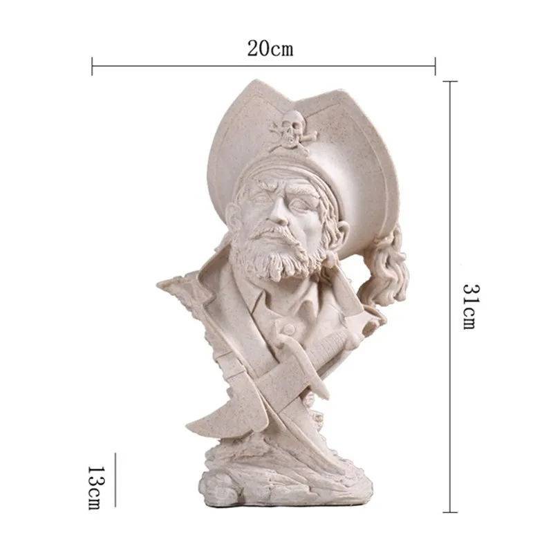 

MODERN SANDSTONE COLOR RESIN PIRATES OF THE CARIBBEAN FIGURINE HOME CRAFTS JACK SPARROW ABSTRACT TV CABINET DECORATION R1164